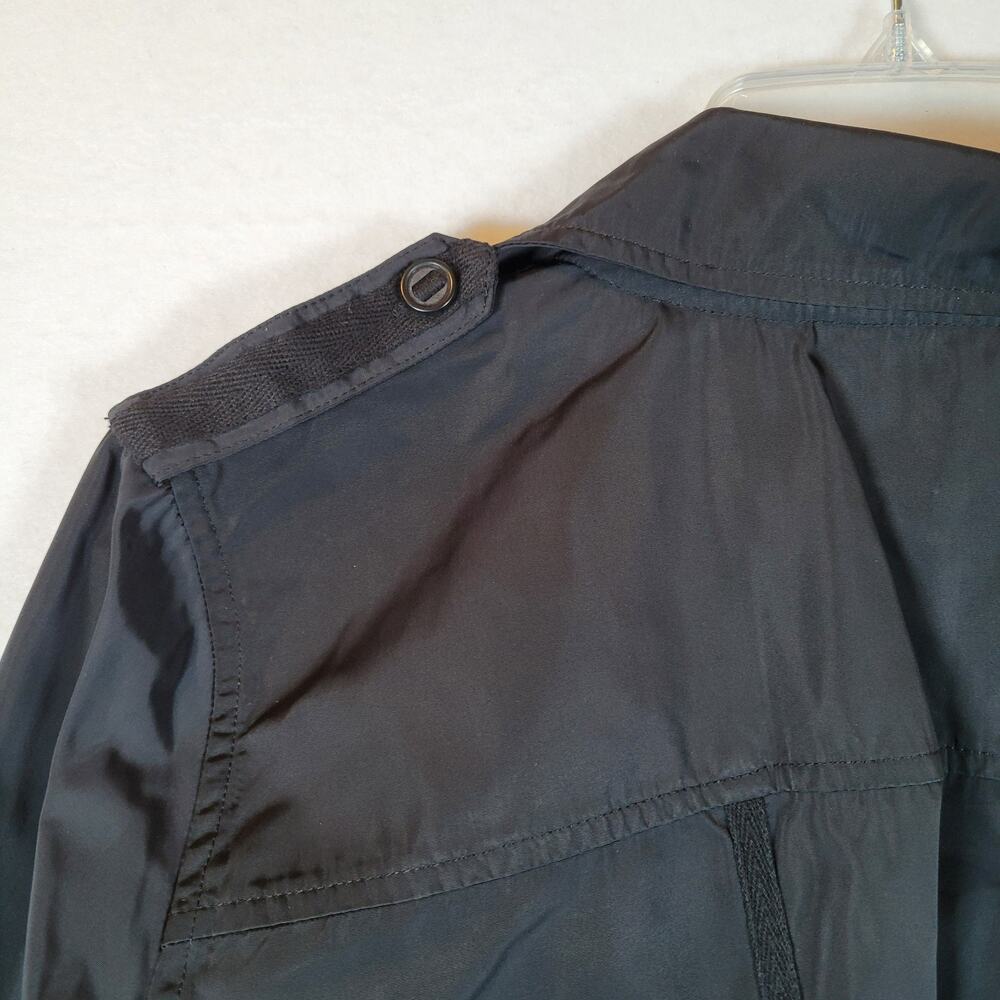 Elizabeth And James Women Button Slicker Rain Jacket Size Large Black Adjustable - Picture 2 of 10